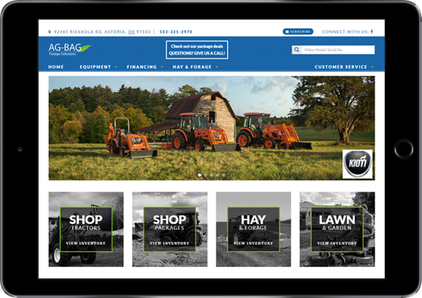 ag-bag forage solutions dealer spike agriculture agricultural equipment dealership website digital marketing online advertising 