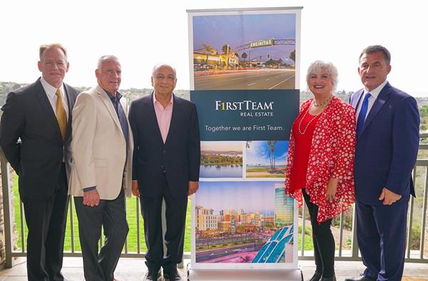 First Team and Sea Coast Exclusive Properties Merger. (R to L) Rich Casto, Mike Evans, Cameron Merage, Anita Quillman, Loren Sanders 