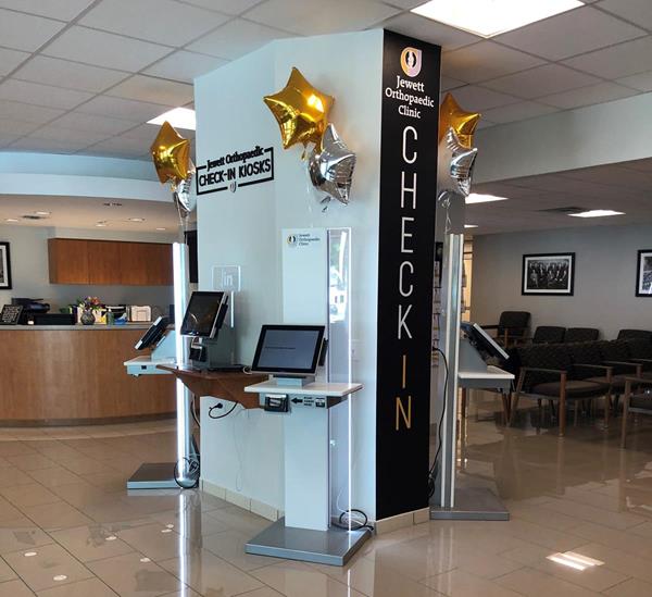 Jewett Orthopaedic Clinic's kiosk check-in at their Winter Park, Florida location.