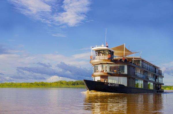 International Expeditions cruise the Peruvian Amazon aboard the luxurious riverboat Zafiro. 
