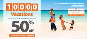 10,000 Vacations at up to 50% off