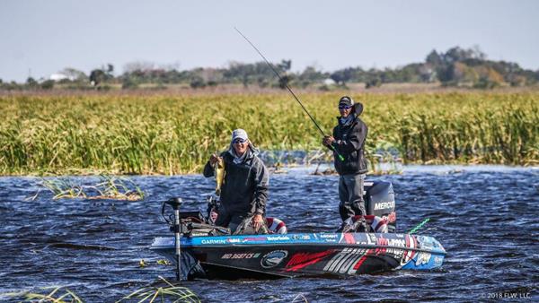 Day One leader Bryan Schmitt of Deale, Maryland, brought a five-bass limit to the scale Friday weighing 23 pounds, 8 ounces, to slightly extend his lead after Day Two of the FLW Tour at Lake Okeechobee presented by Evinrude. 