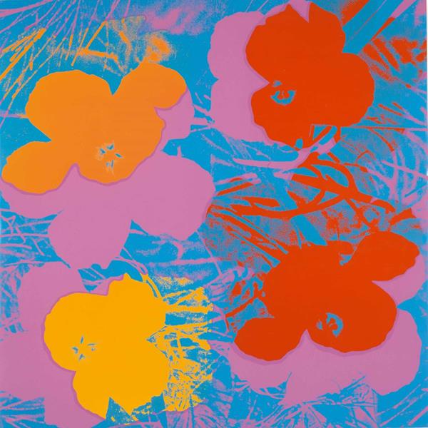 Andy Warhol, Flowers #66, (one of ten pc set) set of 10 hand-signed screenprints, 36 x 36 inches