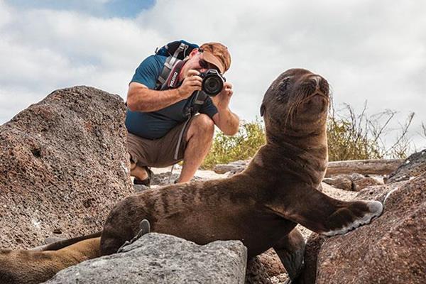 Galapagos travelers photograph the islands' famed wildlife. 