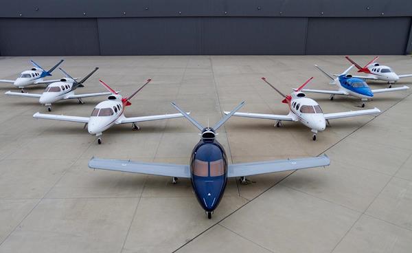 The global Vision® Jet fleet at KADS in Dallas, Texas. With 25 Vision Jets delivered to customers around the world, the fleet is growing steadily with a promising 2018 ahead.
