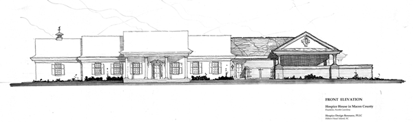 Drawing  of SECU Hospice House - Front Elevation 