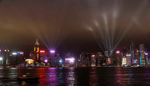 Dazzling Light Shows Brighten Hong Kong at Night for the Holidays