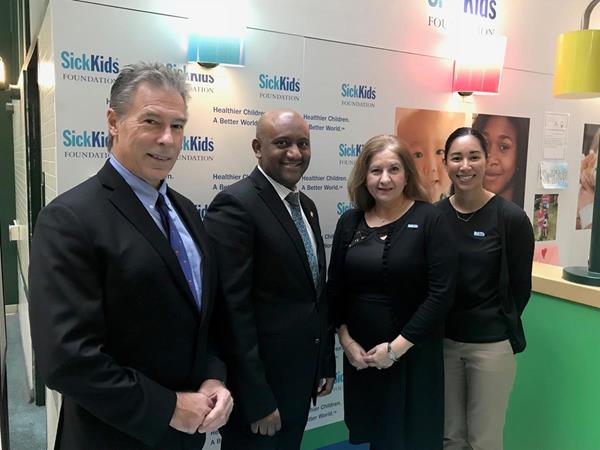Photo L-R David Timmins Sales Manager, Ethiopian Airlines Canada, Birhan Abate, Ethiopian Airlines Country Manager, Paula Menzes, Director, Sponsorship & Cause Marketing SickKids Foundation, Sheryl Yip, Manager, Sponsorship & Cause Marketing SickKids Foundation.