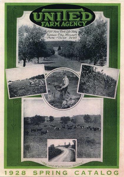 The cover of the original catalog published in 1928. The highlight of the catalog was a 160-acre farm in Missouri for $1,750. 