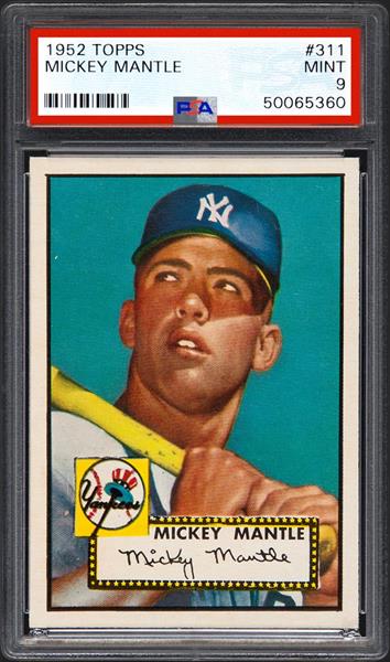 This iconic 1952 Topps Mickey Mantle #311 baseball card, graded PSA Mint 9, just sold at auction for $2.88 million. 