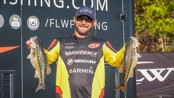 Oklahoma pro Bradley Hallman weighed another solid limit of spotted bass – 18 pounds, 7 ounces – to extend his lead after Day Two of the FLW Tour at Lake Lanier presented by Ranger Boats. 
