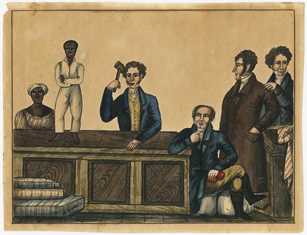 Slave Auction; ca. 1831; ink and watercolor