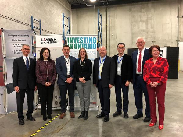 From left to right: Ron Oberth OCNI, MPP Effie Triantafilopoulos, Peter Gowthorpe Laveer, Minister Karina Gould, Ian Rowley Bruce Power, Chris Fralick OPG, Councillor Paul Sharman, MPP Jane McKenna