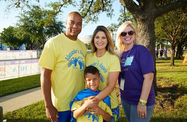 Photo, from left to right. March of Dimes March for Babies Ambassador Family Chris, Shannon and son, Christian, Alexander and March of Dimes March of Babies Chair and The Woman’s Hospital of Texas CEO Ashley McClelan get ready for the March.