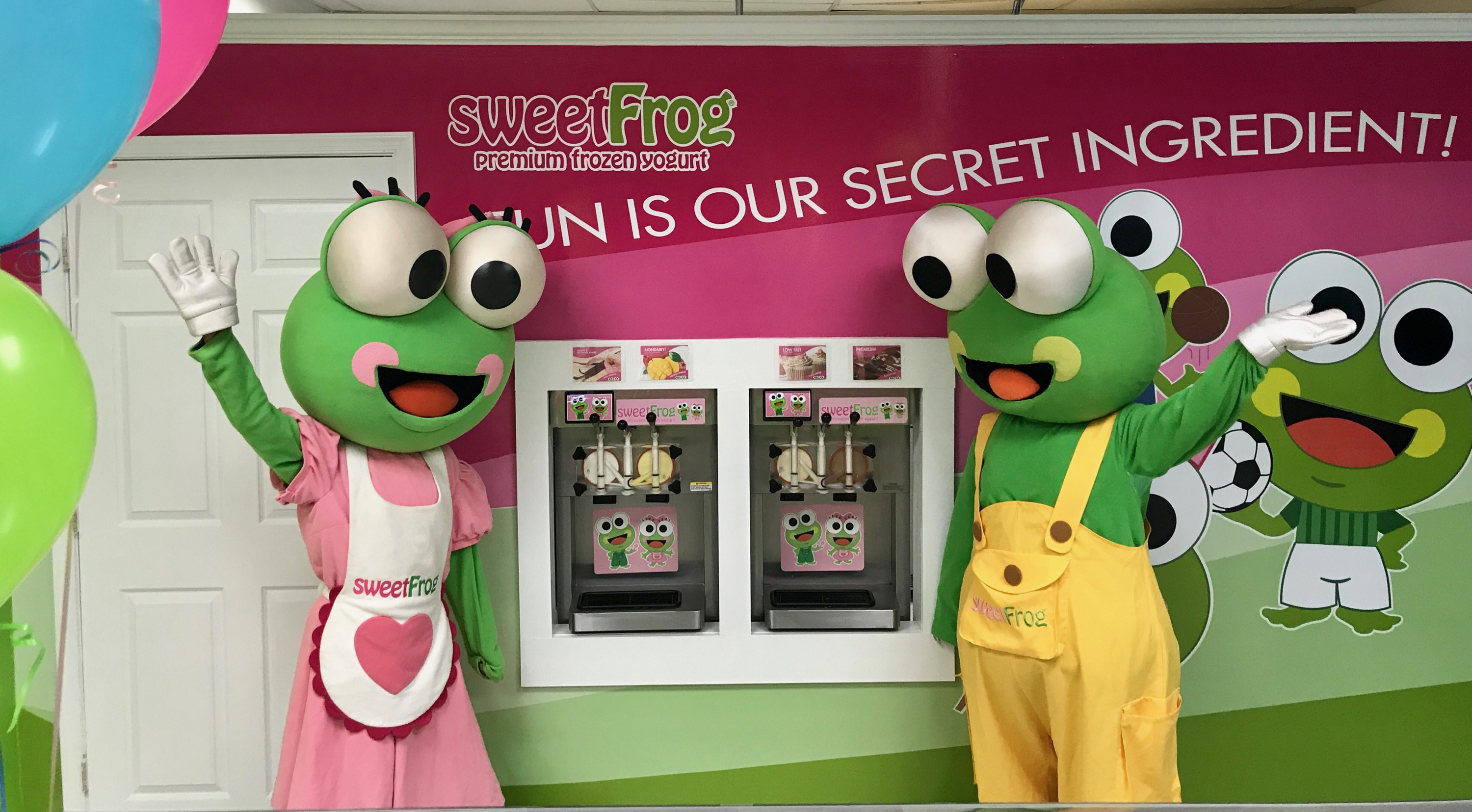 sweetFrog mascots Scoop and Cookie helped opened the Fredericksburg Field House location on June 10.