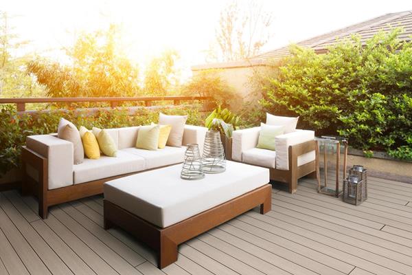 New TruOrganics decking colors for Spring include Glacier, Caribou, and Mojave (shown here). Each style aims to enhance a home's outdoor look, and provide a beautiful, low maintenance space to kick back, slow down, and enjoy life. Planks install with a hidden fastening system, and are embossed with a natural wood grain for a modern, organic look and feel. A full wrap shield guards against stains and messes as well as harsh sun and snow. 