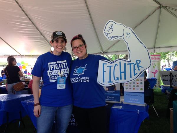 Danielle Burgess (left), Fight Colorectal Cancer Communications Director, and  Stacie Moody, Colon Cancer Coalition volunteer event director for Get Your Rear in Gear - Kansas City.