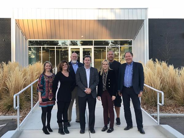 Bona leadership team gather outside the new building in Englewood, Colorado. 