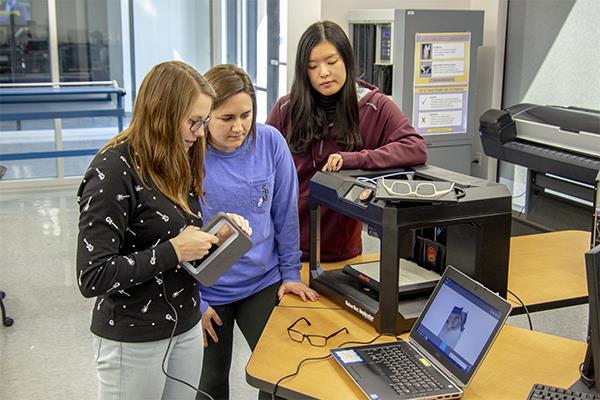 LSU Mechanical Engineering students (from left) Macie Coker, April Gaydos and Lucy Guo have designed and 3D-printed eyeglasses for students at the Louisiana School for the Visually Impaired.