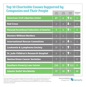 Top 10 Charitable Causes Supported by Companies and Their People