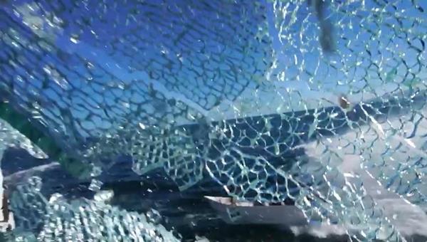 Sea Shepherd ship window smashed by poachers in the Sea of Cortez, Mexico.