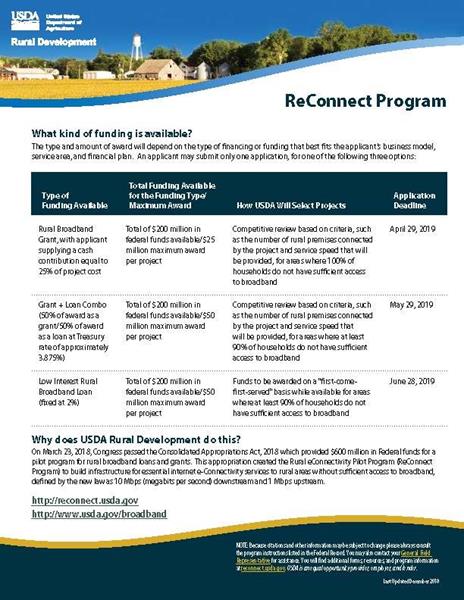 USDA Fact Sheet on the ReConnect Program 