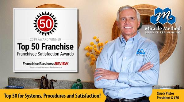 Miracle Method Surface Refinishing is named one of the Top 50 Franchises by Franchise Business Review based off of our proven systems, procedures and satisfaction from franchise owners. 