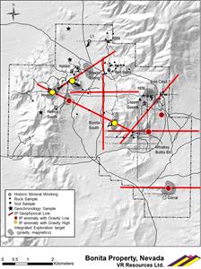 Exploration Targets, Bonita Property, Nevada