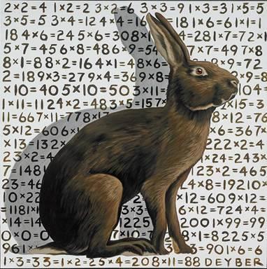 Rabbits Multiply V, acrylic on canvas, 40x40"
