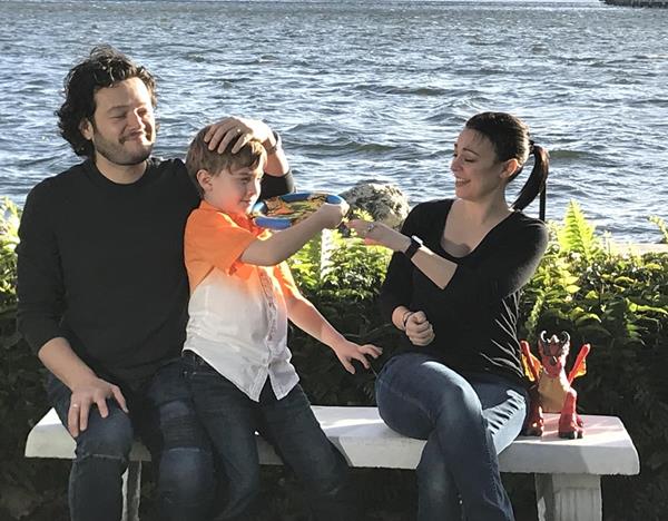 Arturo Chacón-Cruz with his son Arturo Jr. and wife Venetia Stelliou Chacón managing life with celiac disease.