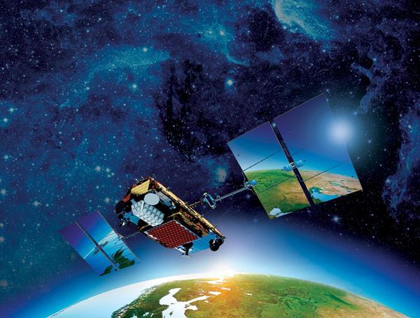 Iridium satellite orbiting the Earth