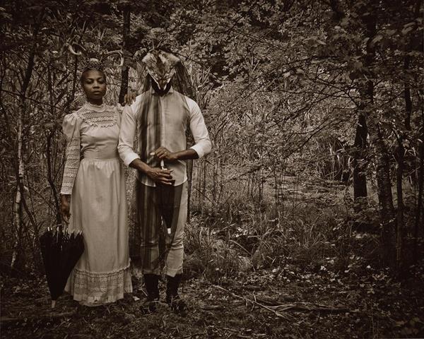 Credit: Haints at Swamp II. by Allison Janae Hamilton, C-print, 2014. Collection of the artist 
© Allison Janae Hamilton. This work was a finalist in the 2016 Outwin Boochever Portrait Competition. Image courtesy of National Portrait Gallery. 