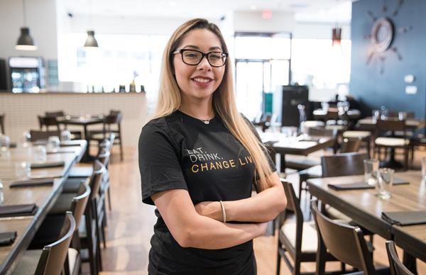 Café Momentum, one of NRAEF’s Restaurant Ready partners, provides at-risk youth with culinary, job and life-skill training to enable them to achieve their full potential. Kristine, pictured here, is Café Momentum’s first female graduate. 