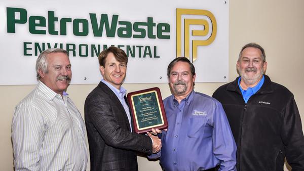 Texas Mutual Insurance presentation of the Platinum Safety Award to Petro Waste Environmental Founder and CEO George Wommack and COO Sammy Cooper