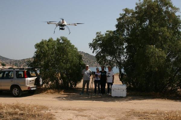 The Geotech team flies an md4-1000 unmanned aerial vehicle.