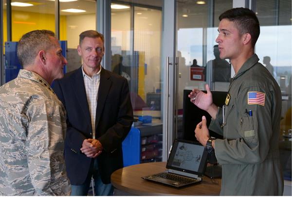 Industry partners, Air Force Cadets and Air Force officers work together to innovatively solve difficult design problems at AF CyberWorx at the US Air Force Academy.