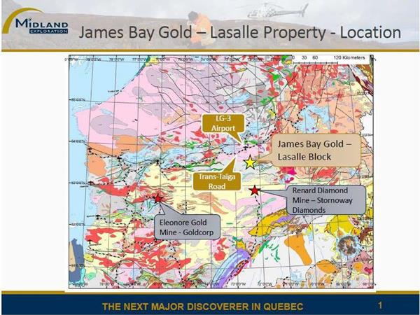 James Bay Gold - Lasalle Property - Location