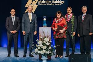 Undersecretary of Commerce for Standards and Technology Walter G. Copan presents Adventist Health Castle with the Malcolm Baldrige National Quality Award
