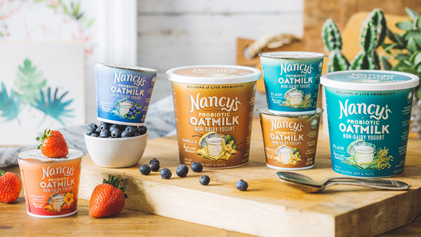 Nancy's Probiotic Foods introduces first nationally distributed oatmilk non-dairy yogurt.