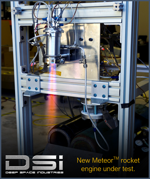Deep Space Industries' new Meteor rocket engine under test. 