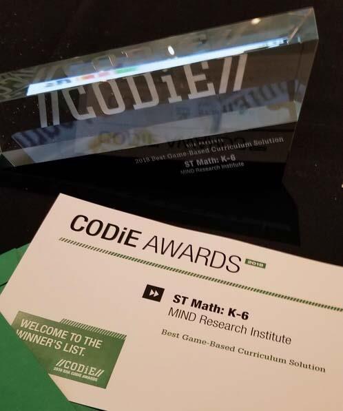 ST Math wins the 2018 SIIA CODiE Award for Best Game-Based Curriculum Solution.
