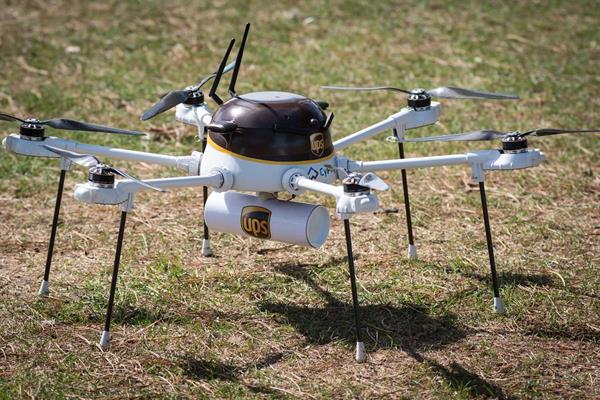 UPS CyPhy Drone Closeup Ground Package Attached