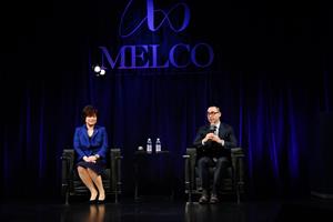 Lawrence Ho, Chairman and CEO, Melco Resorts and Entertainment with newly appointed Japan office president Ako Shiraogawa