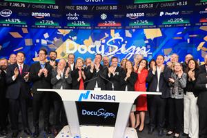 DocuSign Rings The Nasdaq Stock Market Opening Bell In Celebration of Its IPO