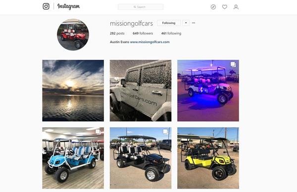 mission golf cars dealership instagram advertising marketing social media san antonio texas tx