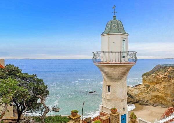 The estate's iconic lighthouse overlooking the Pacific