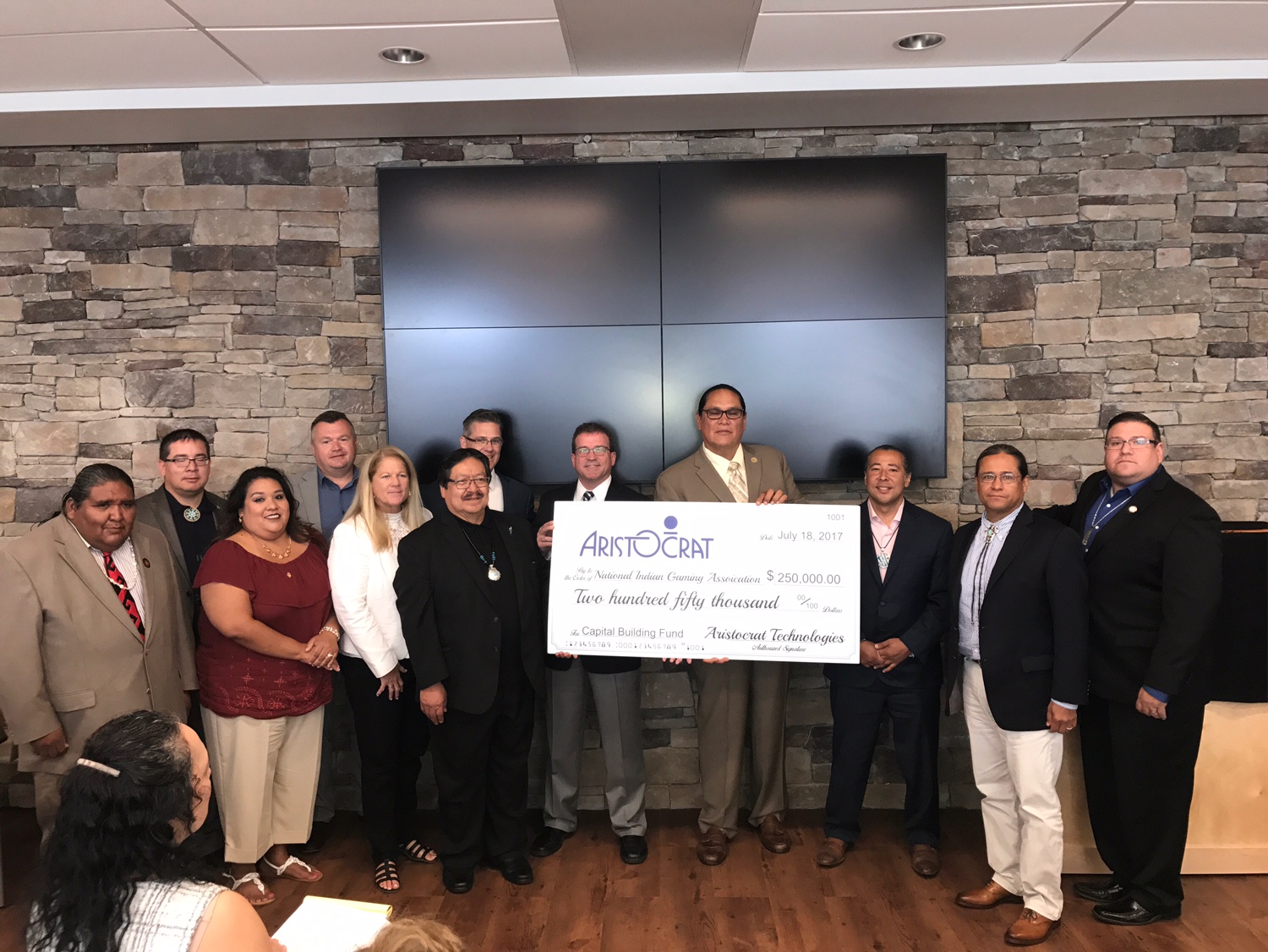 VGT Presents a Check to the National Indian Gaming Association