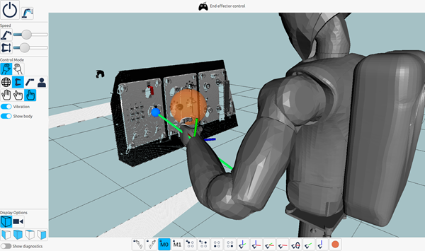 Olis telerobotic command and control software interface with trajectory constraints and keep-out zones to help operator perform telerobotic tasks with robonaut.