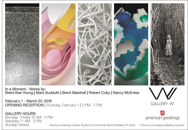 “In a Moment” exhibit at American Greetings Gallery W showcases contemporary glass and photography from Brent Kee Young, Mark Sudduth, Brent Marshall, Robert Coby and Nancy McEntee

