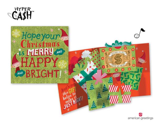 Give gift cards the ultimate upgrade with Hyper Cash™ gift card holder innovation from American Greetings that combines lights, music and paper-engineering